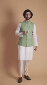 FERN : Green Chikanakri Kurta Jacket