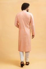 Apricot Dream: Pastel Peach Silk Kurta Set