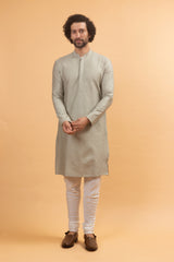 Champagne Dreams : Tapestry Beige Silk Kurta Set