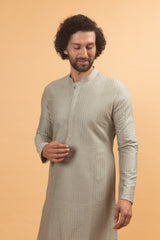 Champagne Dreams : Tapestry Beige Silk Kurta Set