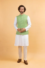 FERN : Green Chikanakri Kurta Jacket