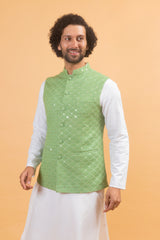 FERN : Green Chikanakri Kurta Jacket