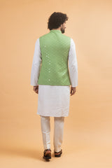 FERN : Green Chikanakri Kurta Jacket