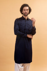 TARAHDAAR- Midnight Blue Pathani Kurta Set