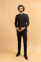 Jacquerd Jet : Solid Black Bandhgala