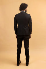 Jacquerd Jet : Solid Black Bandhgala