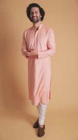 Apricot Dream: Pastel Peach Silk Kurta Set