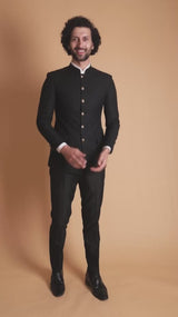 Jacquerd Jet : Solid Black Bandhgala