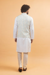 Ashen : Grey Chikankari Embroidered Nehru Jacket